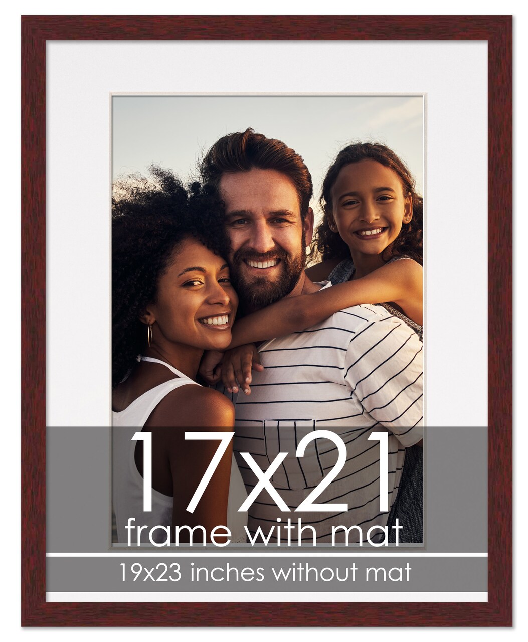 Brown Frame Wood Grain with White Photo Mat, UV Acrylic Front, Foam Board Backing, 60 Sizes Available